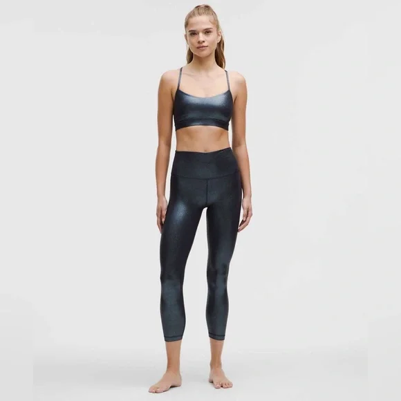 Lululemon•Align HR Ribbed Legging 25" Shine•Radiate Foil Black Night•LIKE NEW•6 - Picture 6 of 8